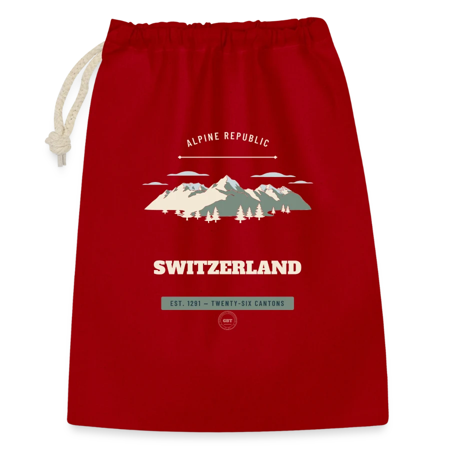 Switzerland badge on a gift bag 30 x 45 cm, red