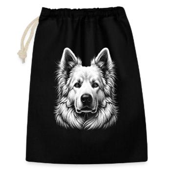 Berger suisse blanc en tant que portrait - Sac cadeau 30 x 45 cm - noir - Devant
