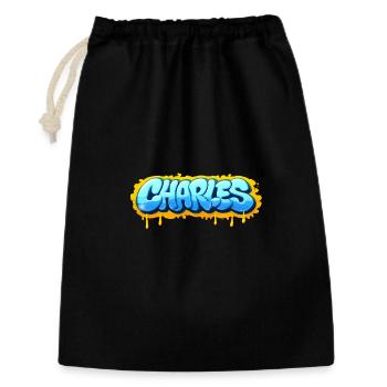 Graffiti  CHARLES Prénom cadeau idéal imprimable s - Sac cadeau 30 x 45 cm - noir - Devant