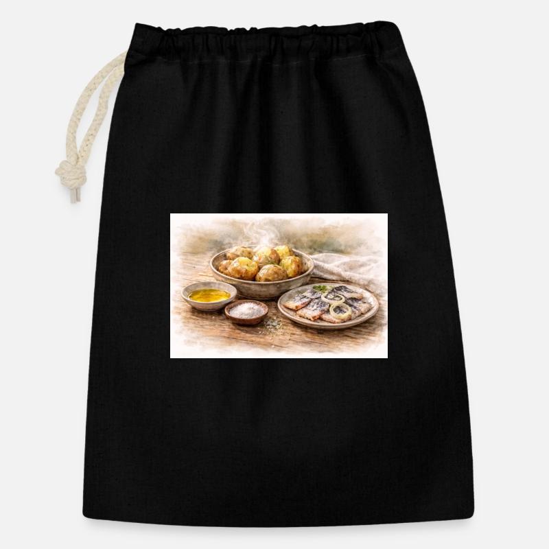 Jacket potatoes with herring Ukrainian - Gift Bag 30 x 45 cm - black