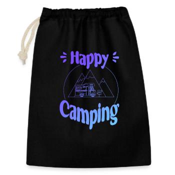 Happy Camping - conception graphique joyeuse et cool - Sac cadeau 30 x 45 cm - noir - Devant