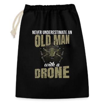 Vieil homme avec un drone Drone disant - Sac cadeau 30 x 45 cm - noir - Devant