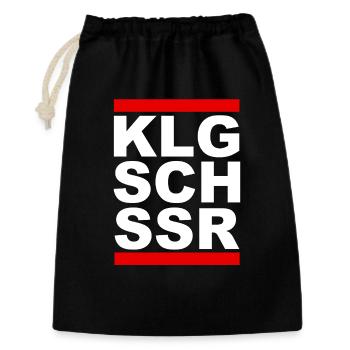 KLGSCHSSR - Klugscheisser - Besserwisser - Geschenkbeutel aus Baumwolle (30 x 45 cm) - Schwarz - Vorne