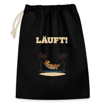 Läuft – Hund in Hängematte - Geschenkbeutel aus Baumwolle (30 x 45 cm) - Schwarz - Vorne