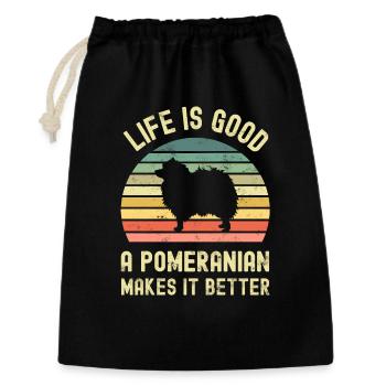 Dog Pomeranian - Gift Bag 30 x 45 cm - black - Front