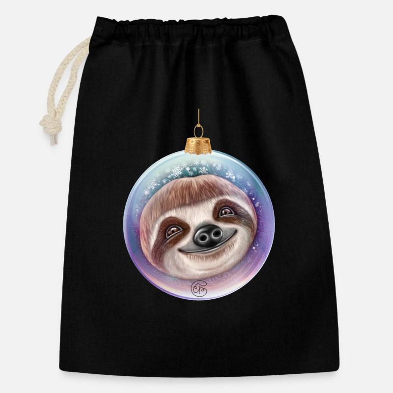 Christmas Sloth Santa - Gift Bag 30 x 45 cm - black