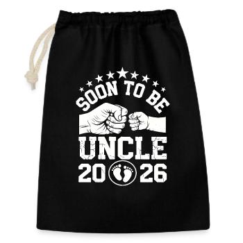 Annonce du nouveau bébé bientôt de l’oncle 2026 - Sac cadeau 30 x 45 cm - noir - Devant