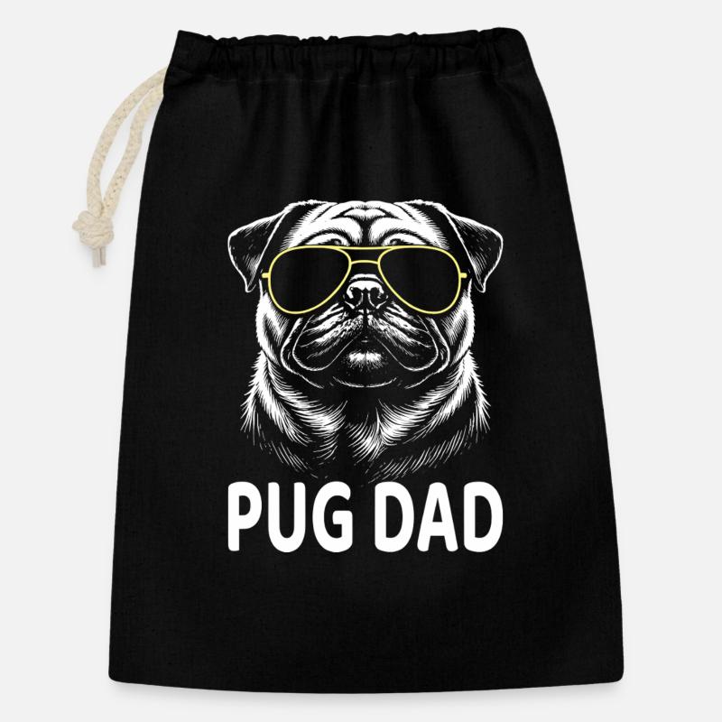 Mops Dad - Geschenkbeutel aus Baumwolle (30 x 45 cm) - Schwarz