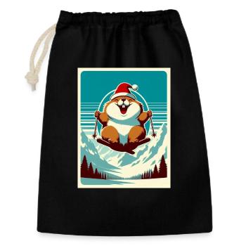 Marmotte Ski logo Vintage - Sac cadeau 30 x 45 cm - noir - Devant