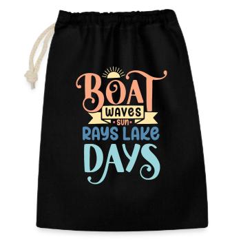 Boot Wellen Sonnenstrahlen See Tage - Geschenkbeutel aus Baumwolle (30 x 45 cm) - Schwarz - Vorne