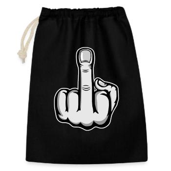 Mittelfinger Cartoon Hand - Geschenkbeutel aus Baumwolle (30 x 45 cm) - Schwarz - Vorne
