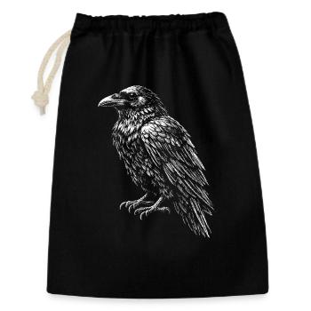 Raven Crest Schwarzweiße Skizze - Geschenkbeutel aus Baumwolle (30 x 45 cm) - Schwarz - Vorne