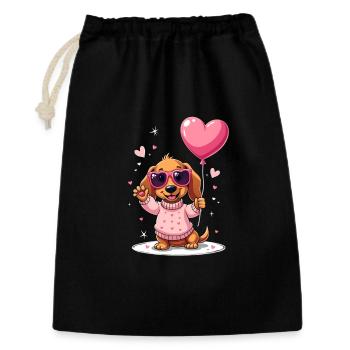 Dackel Dachshund Tekel - Geschenkbeutel aus Baumwolle (30 x 45 cm) - Schwarz - Vorne