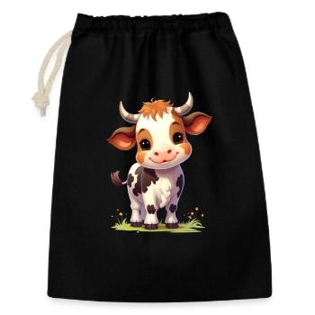 vache mignonne - Sac cadeau 30 x 45 cm - noir - Devant