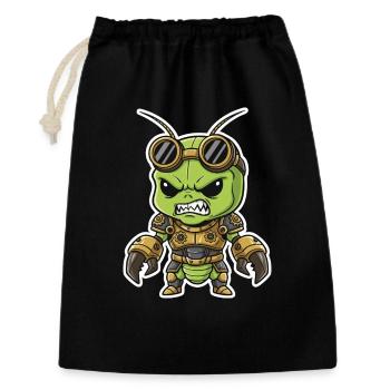 Alien Steampunk Krieger Rüstungsmessing - Geschenkbeutel aus Baumwolle (30 x 45 cm) - Schwarz - Vorne