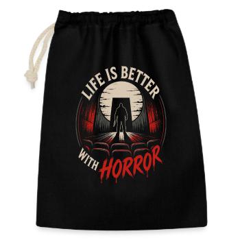 Life Is Better With Horror Retro - Geschenkbeutel aus Baumwolle (30 x 45 cm) - Schwarz - Vorne
