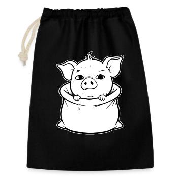 Purring piggy in a sack - Gift Bag 30 x 45 cm - black - Front