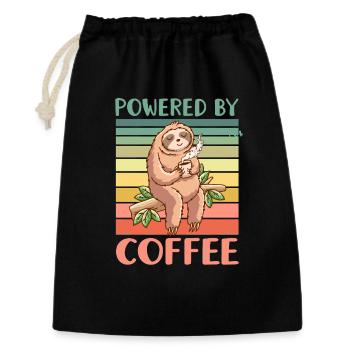 Kaffee Faultier - Geschenkbeutel aus Baumwolle (30 x 45 cm) - Schwarz - Vorne