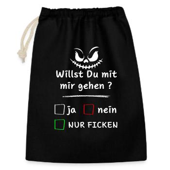 Willst Du mit mir gehen? ja nein nur ... - Geschenkbeutel aus Baumwolle (30 x 45 cm) - Schwarz - Vorne