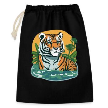 Tiger Print Jungle - Geschenkbeutel aus Baumwolle (30 x 45 cm) - Schwarz - Vorne