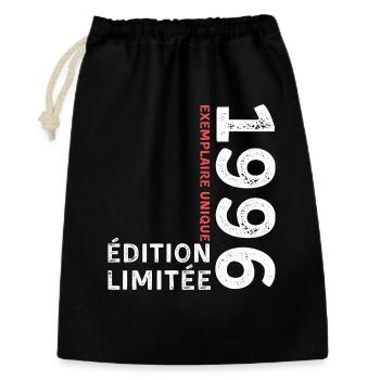 Année 1996 au style typographique vintage - Sac cadeau 30 x 45 cm - noir - Devant