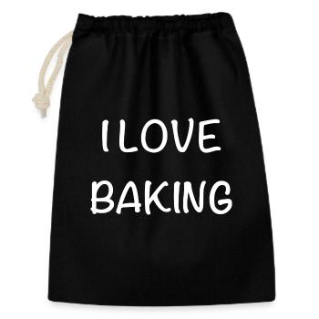 I Love Baking - Geschenkbeutel aus Baumwolle (30 x 45 cm) - Schwarz - Vorne