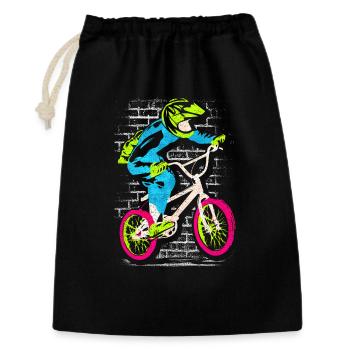 BMX Fahrrad | Buntes BMX - BMX Fahrer - Geschenkbeutel aus Baumwolle (30 x 45 cm) - Schwarz - Vorne