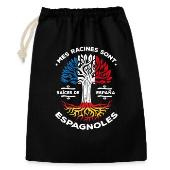 Mes racines sont espagnoles Arbre France Espagne - Sac cadeau 30 x 45 cm - noir - Devant