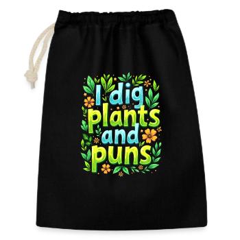 I DIG PLANTS AND PUNS - Gift Bag 30 x 45 cm - black - Front