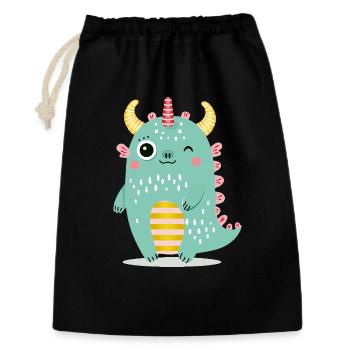 Niedliches Monster mit bunten Hörnern - Geschenkbeutel aus Baumwolle (30 x 45 cm) - Schwarz - Vorne