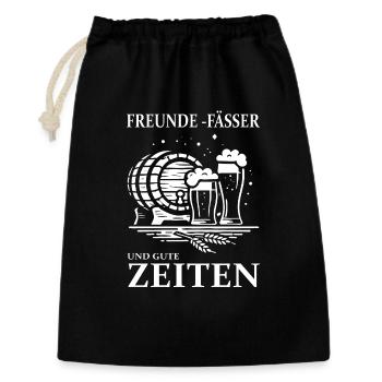 Freunde, Fässer & Gute Zeiten – Bier Design - Geschenkbeutel aus Baumwolle (30 x 45 cm) - Schwarz - Vorne