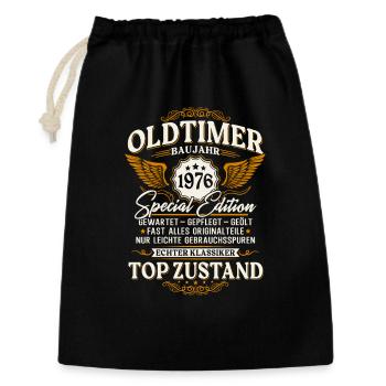Oldtimer 1976 Baujahr 50. Geburtstag Geschenk - Geschenkbeutel aus Baumwolle (30 x 45 cm) - Schwarz - Vorne
