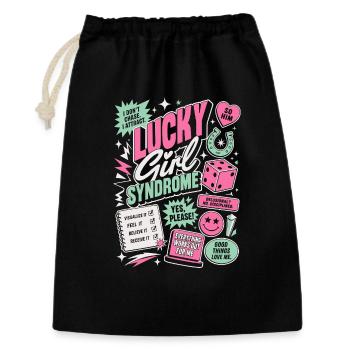 Lucky Girl Syndrome Motivation Design - Geschenkbeutel aus Baumwolle (30 x 45 cm) - Schwarz - Vorne