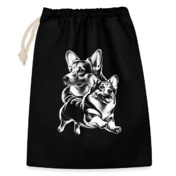 Cool Corgi Portrait - Black White Drawing - Gift Bag 30 x 45 cm - black - Front