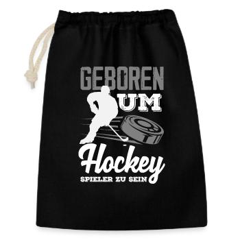 Lustiges Hockey Hockeyspieler Geschenk - Geschenkbeutel aus Baumwolle (30 x 45 cm) - Schwarz - Vorne
