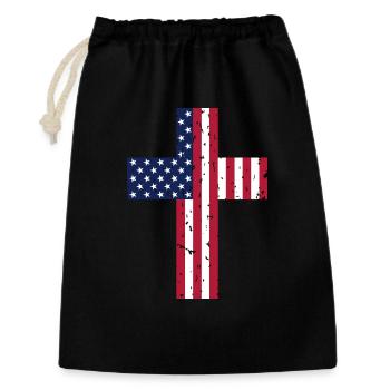 USA Cross Flag - Gift Bag 30 x 45 cm - black - Front