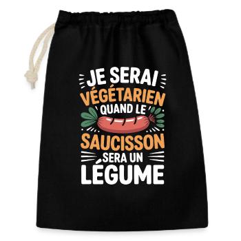 Humour Sausage – Never Vegetarian - Gift Bag 30 x 45 cm - black - Front