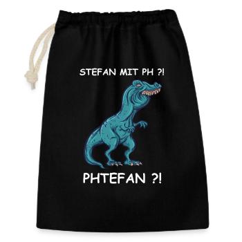Blauer Dino mit Kick | Stefan - Geschenkbeutel aus Baumwolle (30 x 45 cm) - Schwarz - Vorne