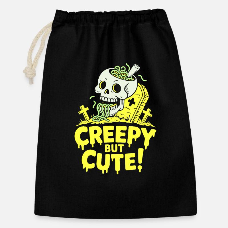 Creepy but Cute Schädel Glow - Geschenkbeutel aus Baumwolle (30 x 45 cm) - Schwarz