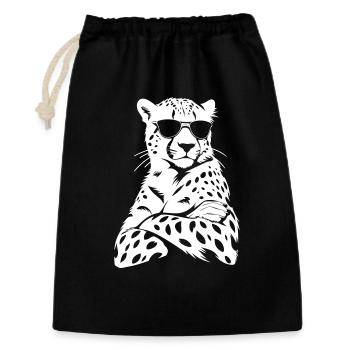 Guépard cool – Lunettes de soleil et bras croisés - Sac cadeau 30 x 45 cm - noir - Devant