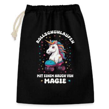 Einhorn Rollschuhlaufen - Geschenkbeutel aus Baumwolle (30 x 45 cm) - Schwarz - Vorne