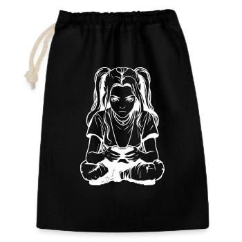 Gamer Girl Dessin - Sac cadeau 30 x 45 cm - noir - Devant