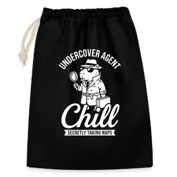 Undercover Agent Chill – Capybara - Geschenkbeutel aus Baumwolle (30 x 45 cm) - Schwarz - Vorne