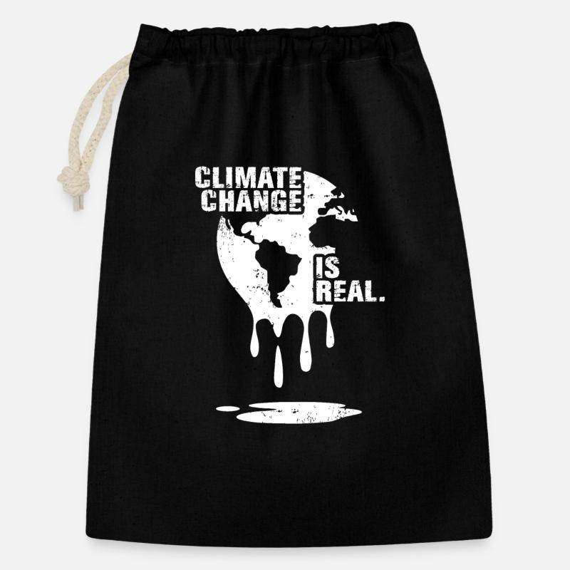 climate change is real white - Geschenkbeutel aus Baumwolle (30 x 45 cm) - Schwarz