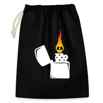flaming skull and white lighter - Gift Bag 30 x 45 cm - black - Front