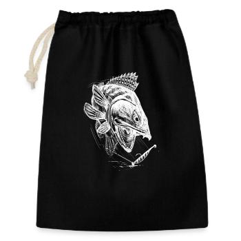 Poisson de vie ! - Tshirt de pêche Zander Attack / Z - Sac cadeau 30 x 45 cm - noir - Devant
