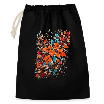 Herbst Blumen mit Nüsse - Geschenkbeutel aus Baumwolle (30 x 45 cm) - Schwarz - Vorne