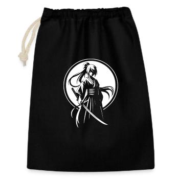 Mädchen Frau Katana Manga, japanischer Stil - Geschenkbeutel aus Baumwolle (30 x 45 cm) - Schwarz - Vorne