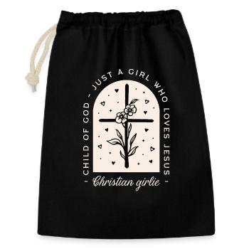 Fille chrétienne drôle Jésus cite croix noire - Sac cadeau 30 x 45 cm - noir - Devant