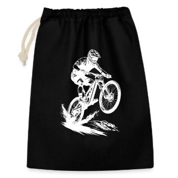 Energischer Mountainbike-Kunst-Radfahrer - Geschenkbeutel aus Baumwolle (30 x 45 cm) - Schwarz - Vorne